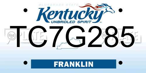TC7G285 Kentucky License Plate