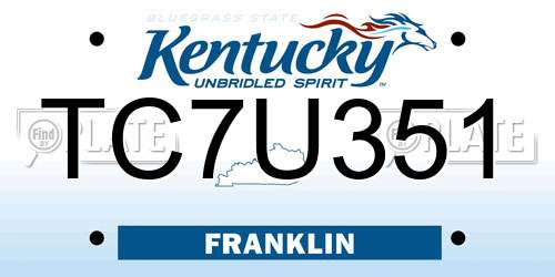 TC7U351 Kentucky License Plate
