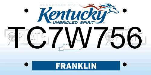 TC7W756 Kentucky License Plate