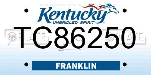 TC86250 Kentucky License Plate
