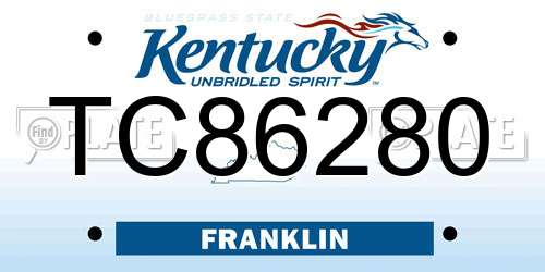 TC86280 Kentucky License Plate