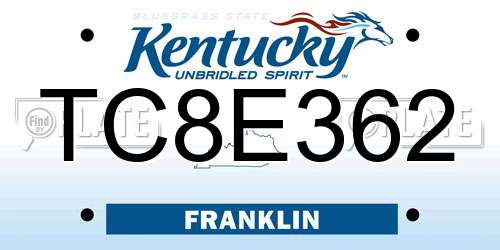 TC8E362 Kentucky License Plate