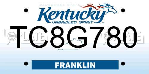 TC8G780 Kentucky License Plate