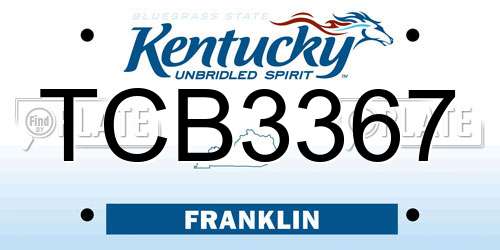 TCB3367 Kentucky License Plate