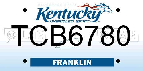 TCB6780 Kentucky License Plate