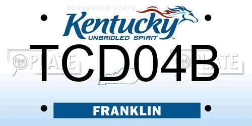 TCD04B Kentucky License Plate