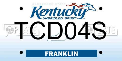 TCD04S Kentucky License Plate