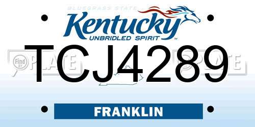 TCJ4289 Kentucky License Plate