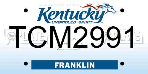 TCM2991 Kentucky License Plate