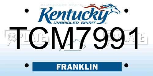 TCM7991 Kentucky License Plate