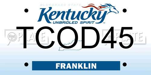 TCOD45 Kentucky License Plate