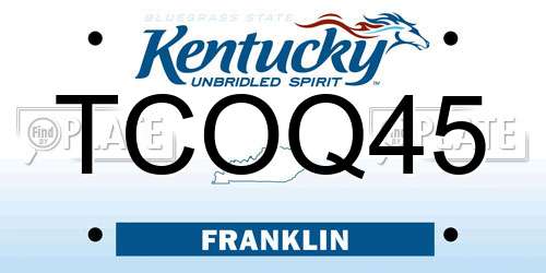 TCOQ45 Kentucky License Plate