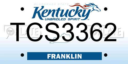 TCS3362 Kentucky License Plate