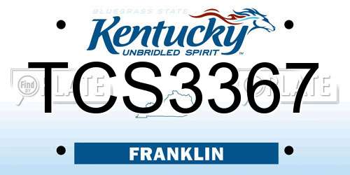 TCS3367 Kentucky License Plate