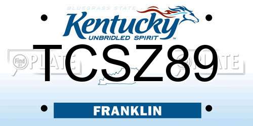 TCSZ89 Kentucky License Plate