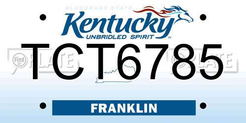 TCT6785 Kentucky License Plate