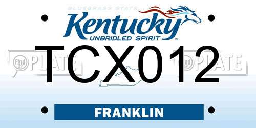 TCX012 Kentucky License Plate
