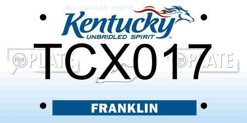 TCX017 Kentucky License Plate