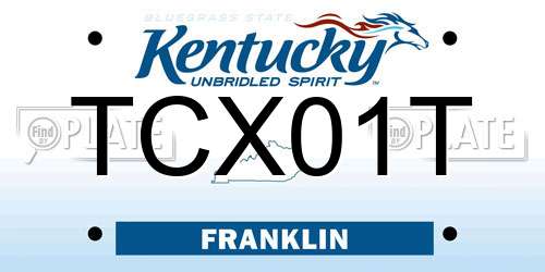 TCX01T Kentucky License Plate