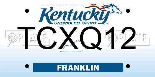 TCXQ12 Kentucky License Plate