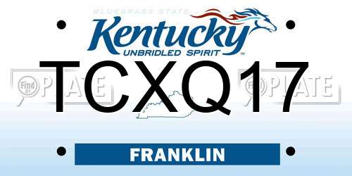 TCXQ17 Kentucky License Plate