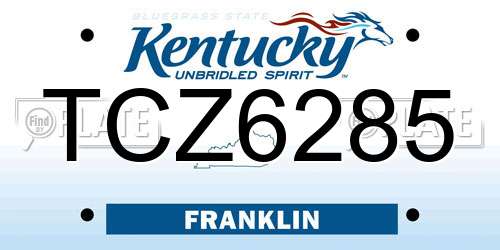 TCZ6285 Kentucky License Plate