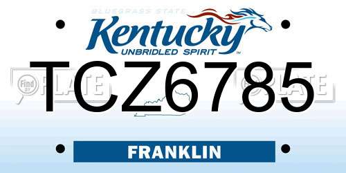 TCZ6785 Kentucky License Plate