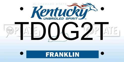 TD0G2T Kentucky License Plate