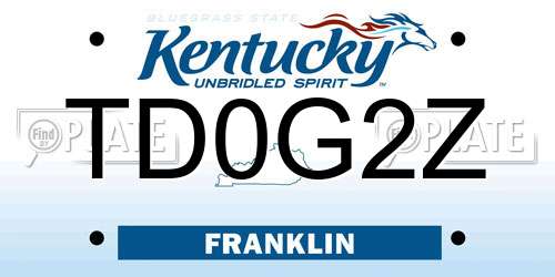 TD0G2Z Kentucky License Plate