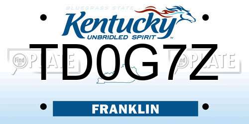 TD0G7Z Kentucky License Plate