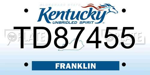 TD87455 Kentucky License Plate