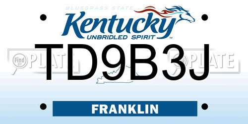 TD9B3J Kentucky License Plate