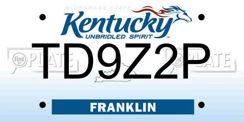 TD9Z2P Kentucky License Plate