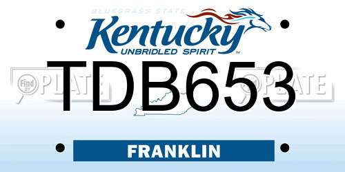 TDB653 Kentucky License Plate