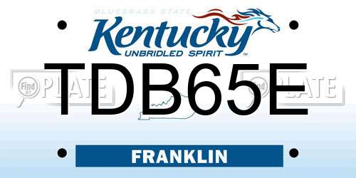 TDB65E Kentucky License Plate