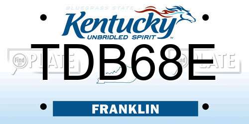 TDB68E Kentucky License Plate