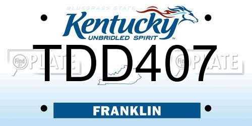 TDD407 Kentucky License Plate