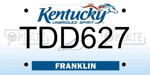 TDD627 Kentucky License Plate
