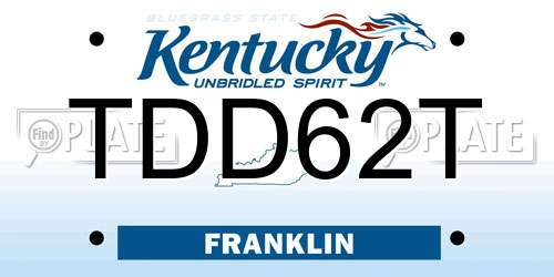 TDD62T Kentucky License Plate
