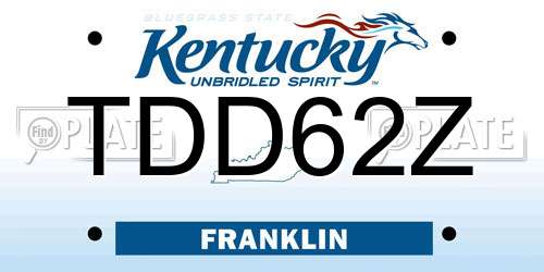 TDD62Z Kentucky License Plate