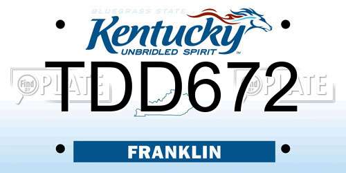 TDD672 Kentucky License Plate