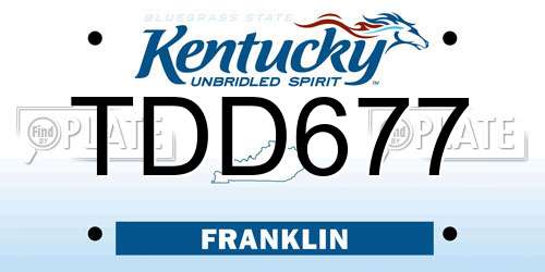 TDD677 Kentucky License Plate