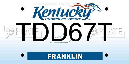 TDD67T Kentucky License Plate