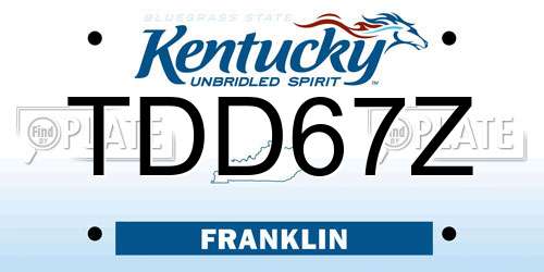 TDD67Z Kentucky License Plate