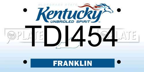 TDI454 Kentucky License Plate