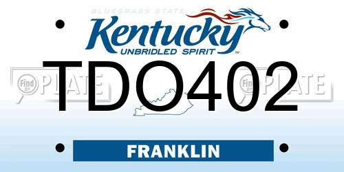 TDO402 Kentucky License Plate
