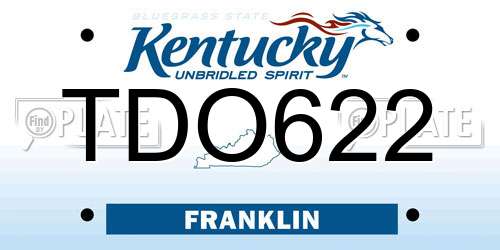 TDO622 Kentucky License Plate
