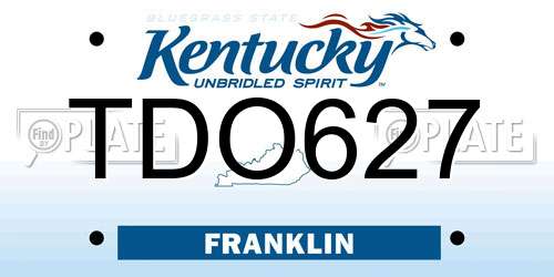 TDO627 Kentucky License Plate