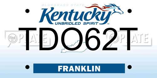 TDO62T Kentucky License Plate