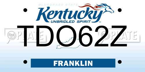 TDO62Z Kentucky License Plate